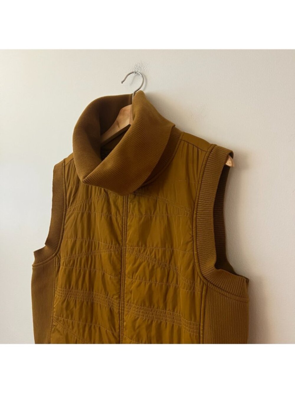 Prana Esla Quilted Sleeveless Collared Tunic Golden Brown Women's Size Large - Picture 4 of 12